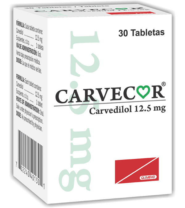 Carvecor Tableta 12.5 mg frasco x30