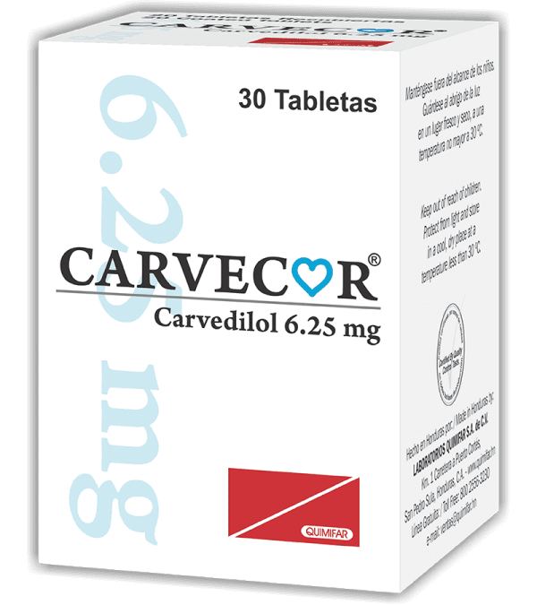 Carvecor Tableta 6.25 mg frasco x30