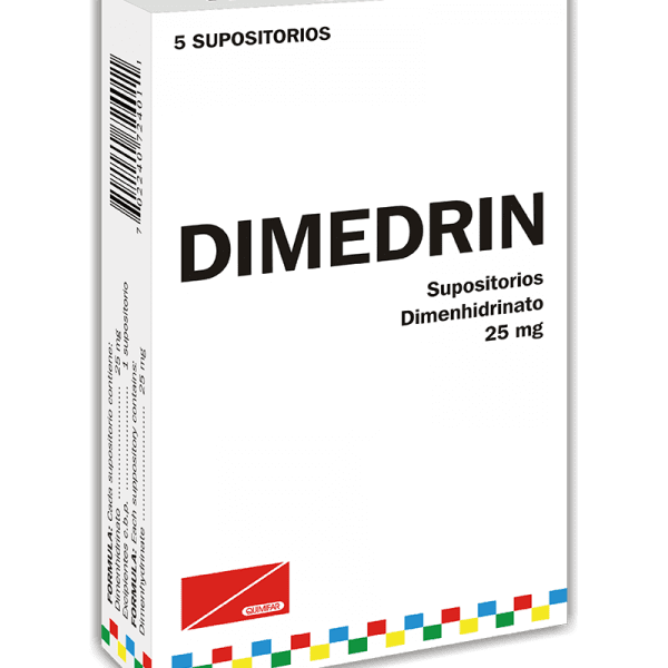 Dimedrin Supositorios 25 mg caja x5