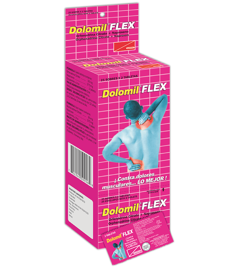 Dolomil Flex Dispensador 25 estuches x2 tabletas