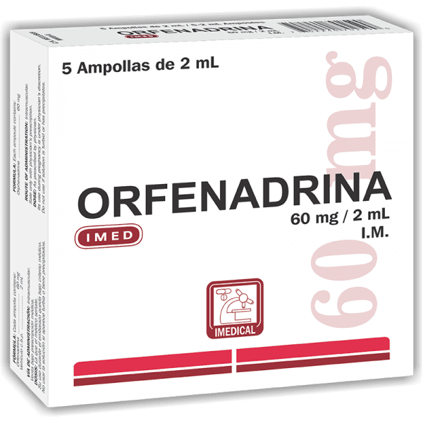 Orfenadrina Ampolla Inyectable 60 mg / 2 ml caja x5
