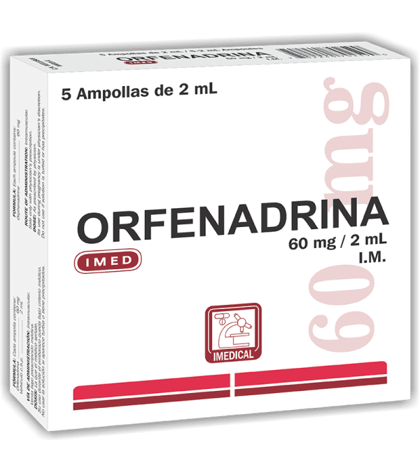 Orfenadrina Ampolla Inyectable 60 mg / 2 ml caja x5